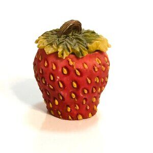 Vintage Strawberry Trinket Box Miniature Resin Hand Painted 1.5"
